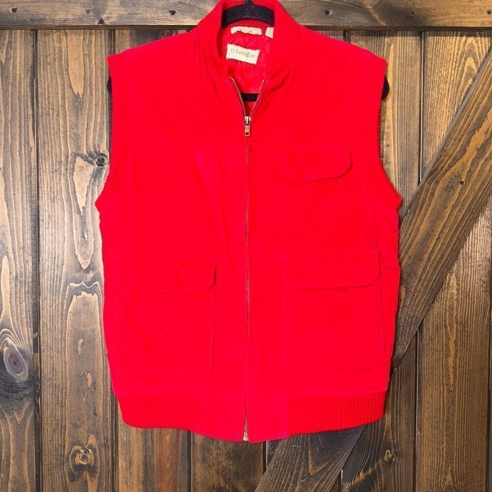 VINTAGE 80s Corduroy Vest St Johns Bay